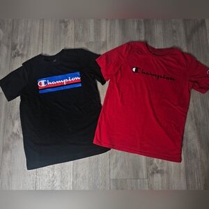 2 Champion Big Kids shirts Black and Red Short Sleeve Tees XL